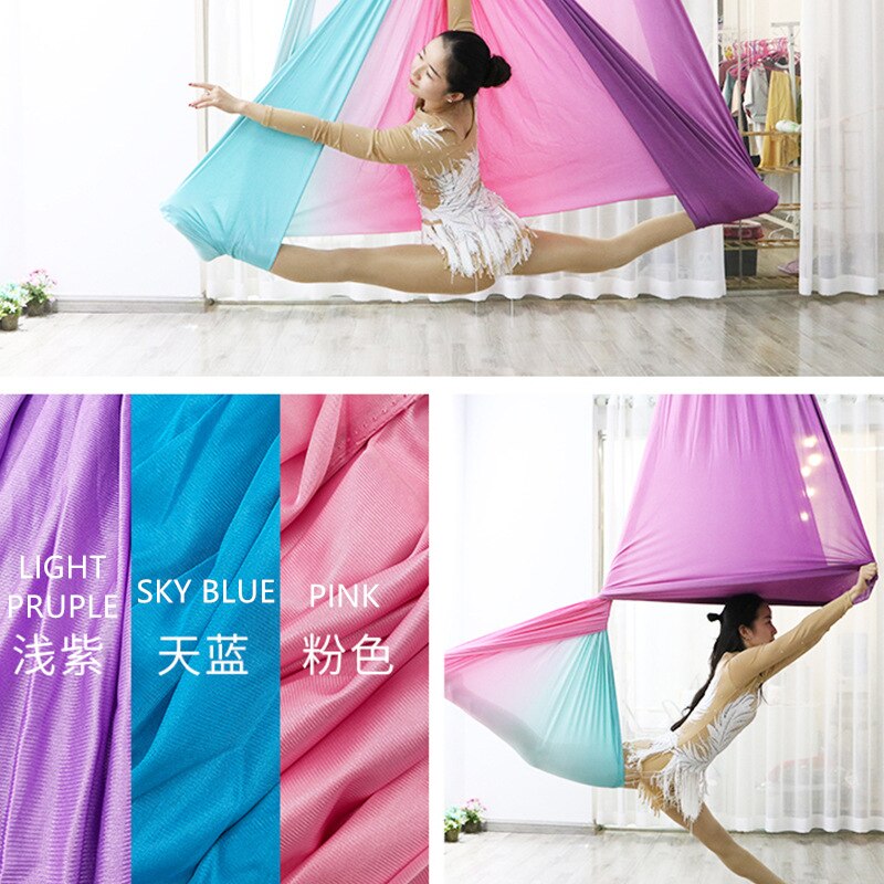 5.5 Yards Aerial Yoga Hammock Gradient Color Aerial Yoga Swing Fitness Pilates