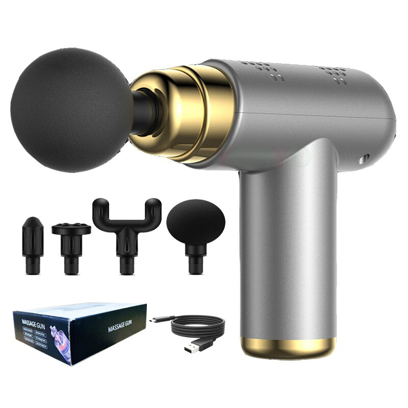 Portable Massage Gun Pistol Facial Massager For Body Neck Deep Tissue Muscle Relaxation Gout Pain Relief