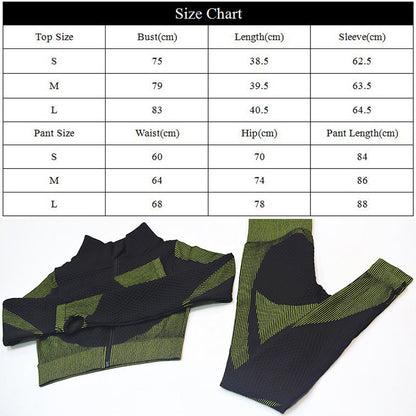 Autumn Women Seamless Yoga Set Long Sleeve Zipper Yoga Shirts+ Gym Leggings Push Up Fitness Tracksuits 2Pcs Workout Wear